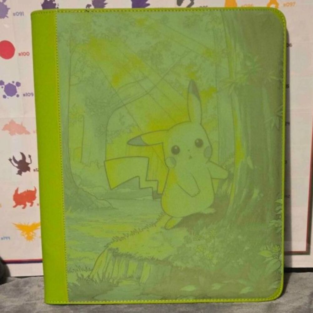 Pikachu Treekachu 9 Pocket Top Loader Pokemon Binder (288 Cards) Engraved GREEN